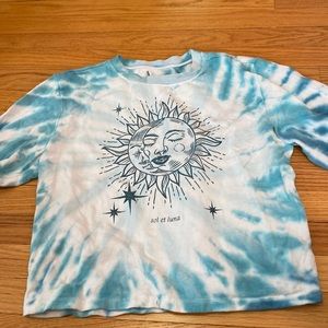 Long sleeve tie dye sun and moon shirt